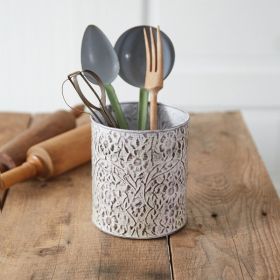 Wildflowers Stamped Metal Utensil Holder