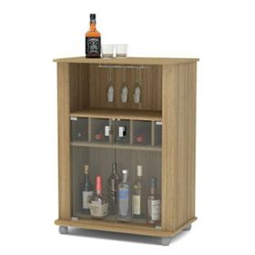 Sturdy Oak Complete Wine Glass Rack Modern Mini Home Bar