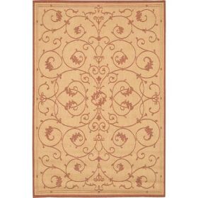 5'10 x 9'2 Indoor Outdoor Area Rug with Floret Floral Pattern Terracotta