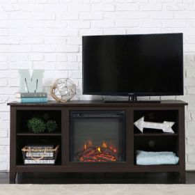Espresso Wood 58-inch TV Stand Electric Fireplace Space Heater