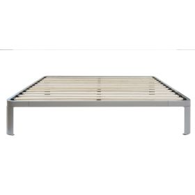 King size Luna Metal Platform Bed Frame with Wood Slats