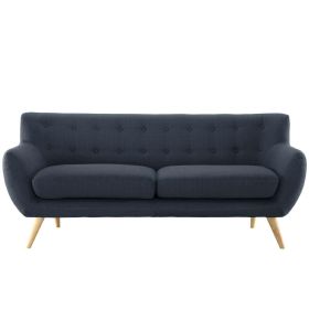 Modern Navy Blue Linen Upholstered Mid-Century Style Sofa Loveseat