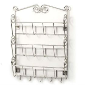 Metal Wall Mount Letter Holder Organizer in Satin Nickel Finish