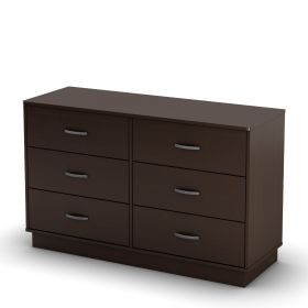 Chocolate Brown Modern Bedroom 6-Drawer Double Dresser Wardrobe