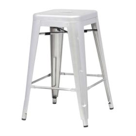 Indoor Outdoor Backless Stacking Counter Height Bar Stool in Gunmetal Steel