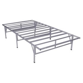 Twin size Steel Platform Bed Frame in Silver Grey Metal Finish