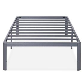 Twin Heavy Duty Platform Bed Frame with Round Corners in Grey Metal