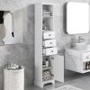 White Tall Bathroom Cabinet, Freestanding Storage Cabinet with 3 Drawers
