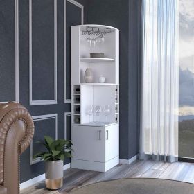 Bar Cabinet Paprika, 8 Wine Cubbies, Double Door, White Finish