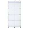 Two Door Glass Cabinet Glass Display Cabinet with 4 Shelves, White
