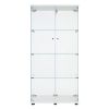 Two Door Glass Cabinet Glass Display Cabinet with 4 Shelves, White