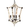 Light Wood Chandelier, Hanging Light Fixture with Adjustable Chain for Kitchen Dining Room Foyer Entryway, Bulb Not Included
