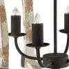 Light Wood Chandelier, Hanging Light Fixture with Adjustable Chain for Kitchen Dining Room Foyer Entryway, Bulb Not Included