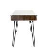 Avery Mid-Century Modern Desk in Walnut Wood, Clear Glass, and Black Metal by LumiSource