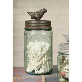 Pint Mason Jar With Songbird Lid (Option: Green/Rust)