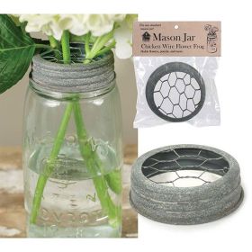 Mason Jar Chicken Wire Flower Frog Lid (Option: Barn Roof  Box of 6)