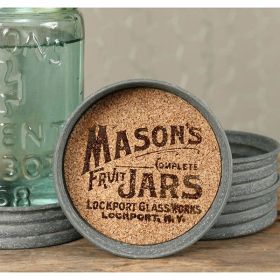 Set of Four Mason Jar Lid Coasters (Option: Bottoms Up)