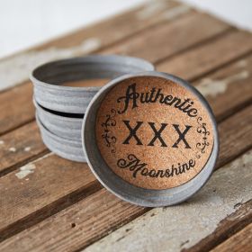 Set of Four Mason Jar Lid Coasters (Option: Authentic Moonshine)